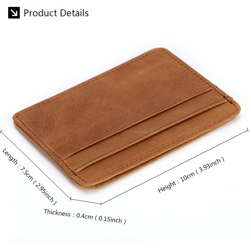 New Genuine Leather Card Holder Oil Wax Leather Multi-Card Small Retro Cowhide Coin Purse Men/Women Luxury Card Holder