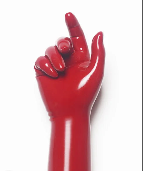 White Latex Rubber Seamless Molded Five Finger Long Gloves Cosplay Costumes 0.4mm Size S-XL