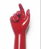 White Latex Rubber Seamless Molded Five Finger Long Gloves Cosplay Costumes 0.4mm Size S-XL
