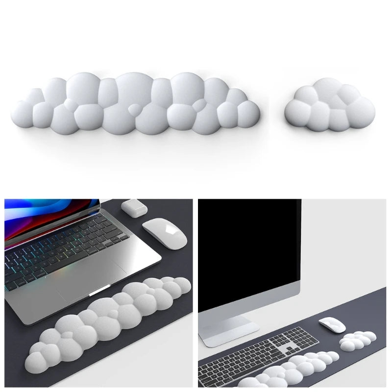 Cloud Shape Wrist Rest Pad Soft  PU Material Anti-Slip Rubber Base Memory Foam for 100 Keys 87 Keys 68keys Keyboard Mousepad