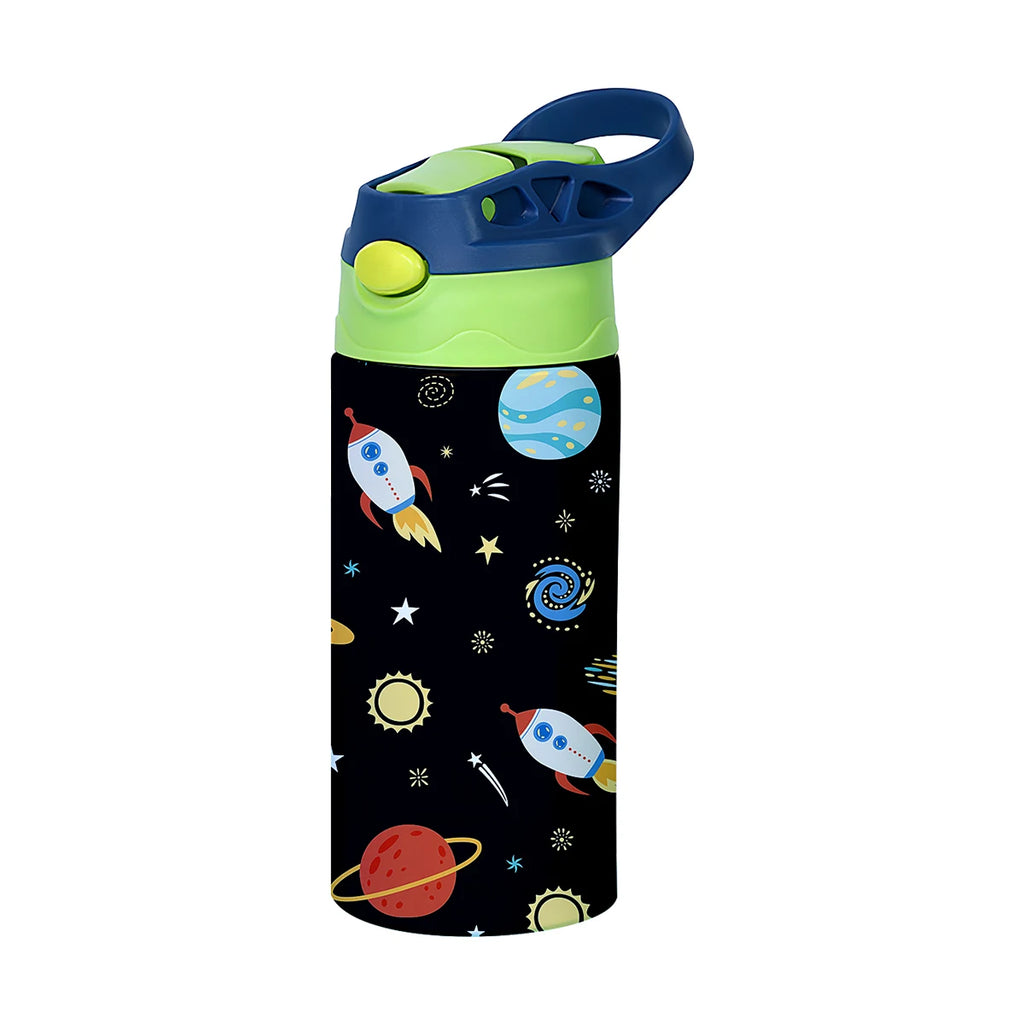 12OZ/350ml Cartoon Pattern Thermos Cup Stainless Steel Insulated Bottle Cute Thermos Kettle Outdoor Portable Handheld Cup