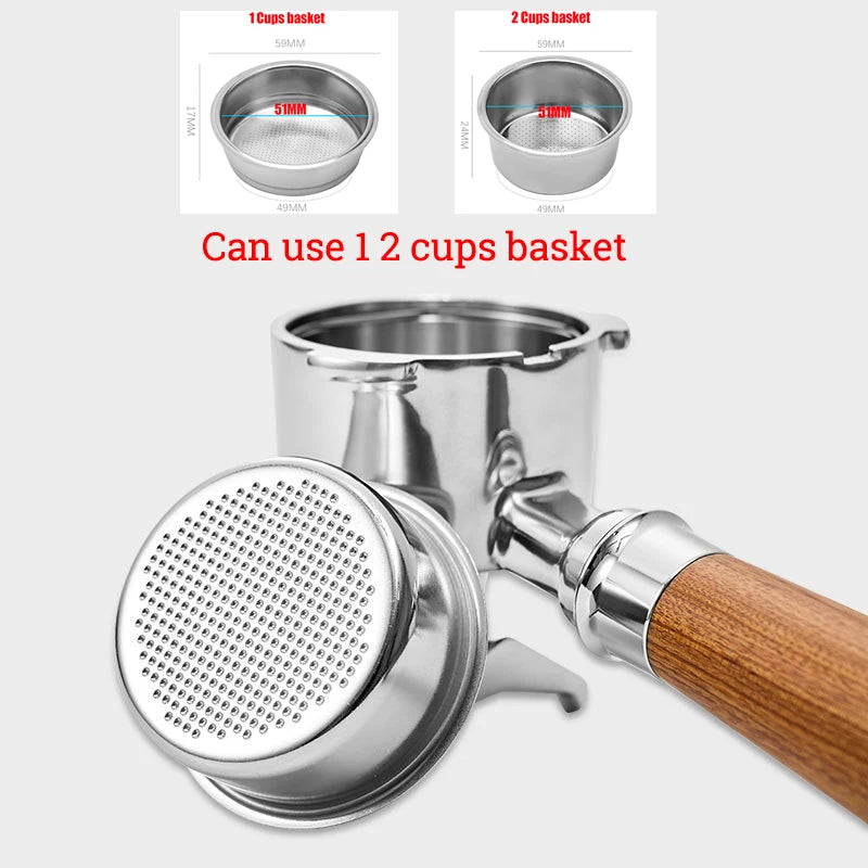 Double Spout 51mm Coffee Portafilter With 1 2 Cups Basket for Delonghi ECO680 ECO685