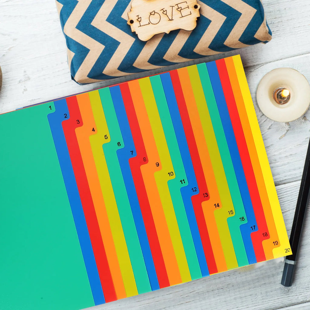 20Pcs Index Dividers Binder Tabs Plastic Dividers for Office Notebook Loose-Leaf Page Markers File Separators Document