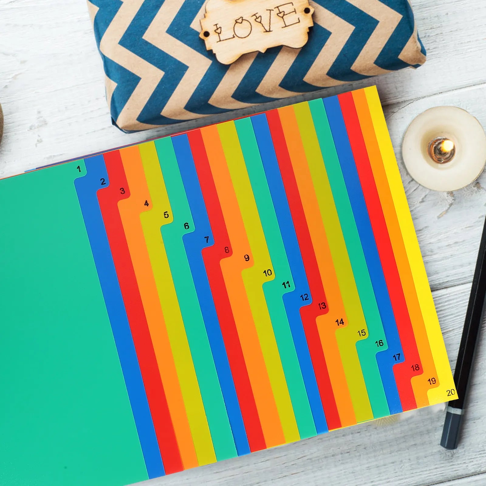 20Pcs Index Dividers Binder Tabs Plastic Dividers for Office Notebook Loose-Leaf Page Markers File Separators Document