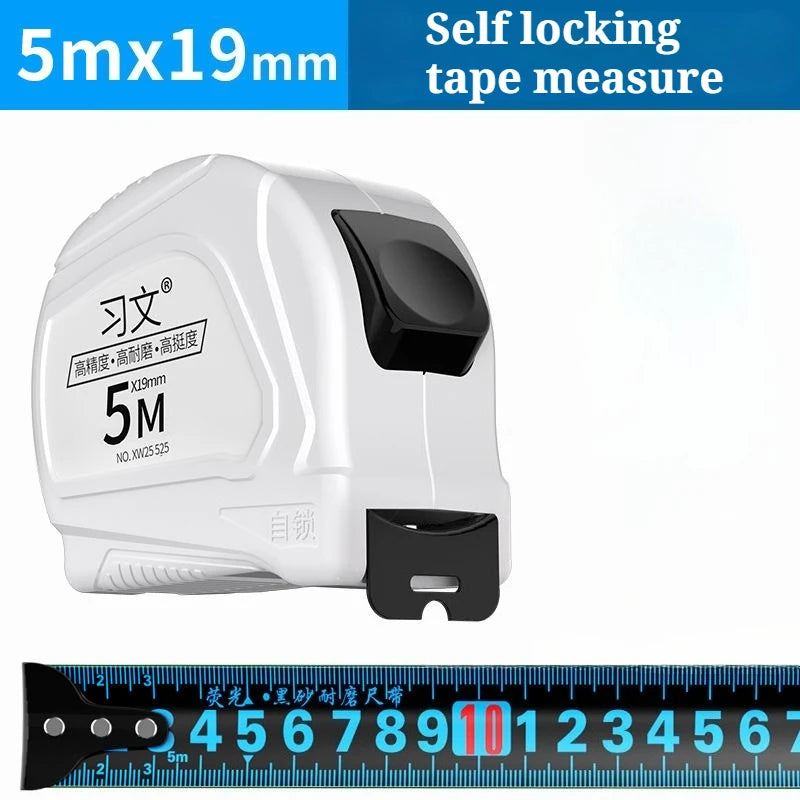 Classic Blue Light Self-Locking Steel Tape Measure 5m/7.5m/10m for Ultra Wide and Ultra Thick Decoration Construction