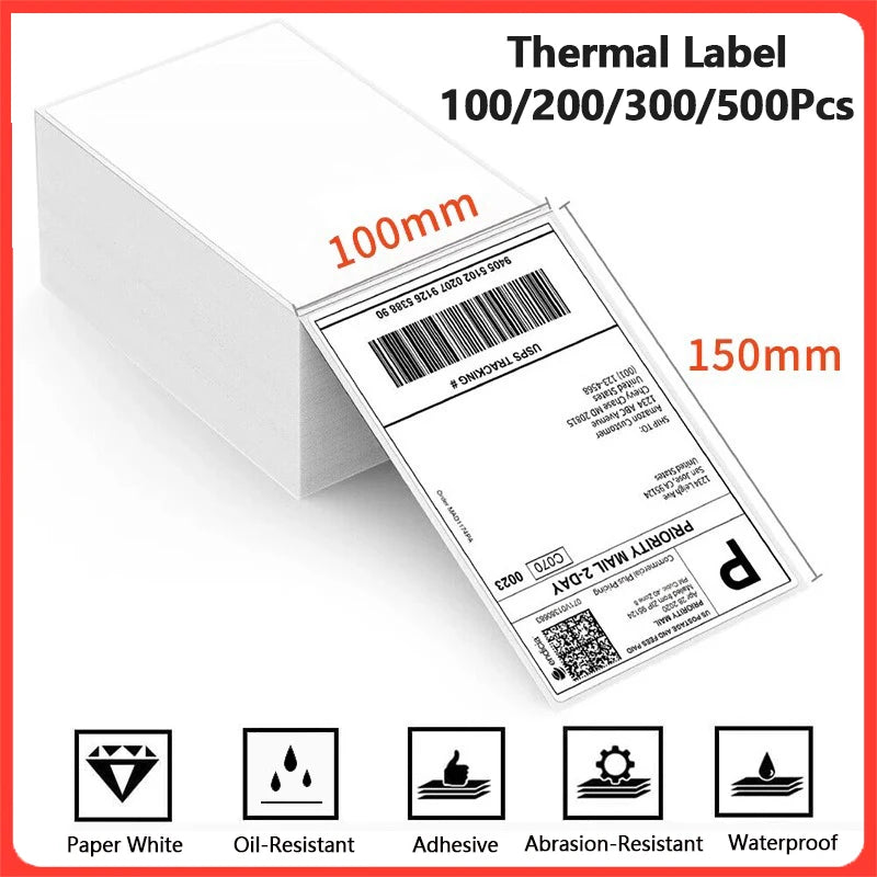 4x6 Inch Thermal Shipping Label Paper 100/200/300/500PCS Adhesive Paper For Express Waybill DHL UPS Express Barcode All-Purpose