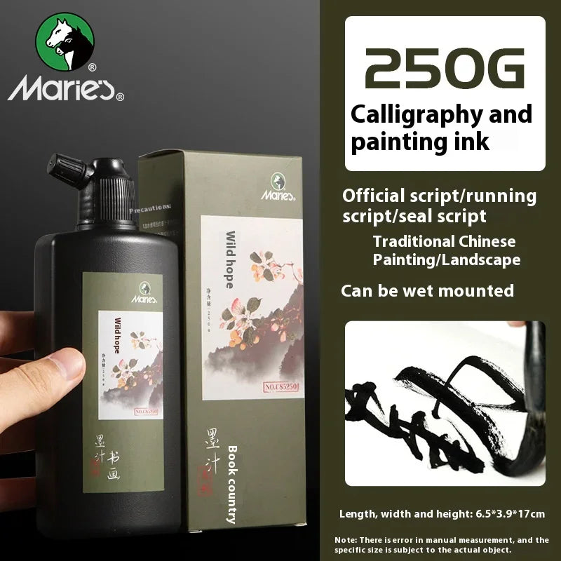 Professional Traditional Black Liquid Ink Chinese Calligraphy Sumi Painting Water-Based Drawing Ink for Writing Art Creation
