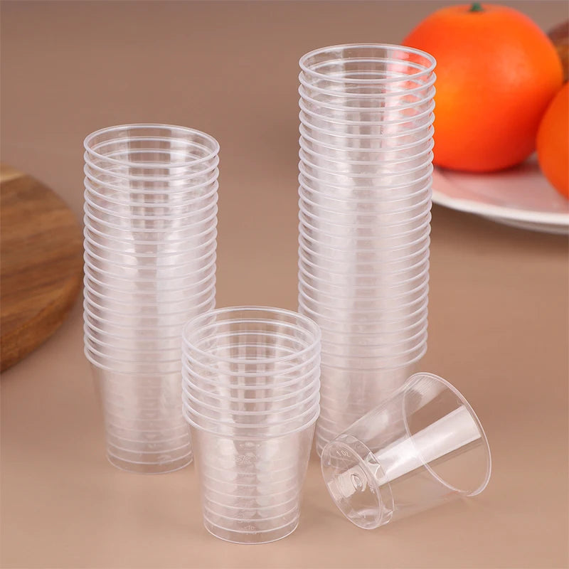 50Pcs 30ML Disposable Mini Clear Plastic Dessert Cup For Outdoor Picnic Birthday Party Jelly Salad Cup Kitchen Tableware Tasting