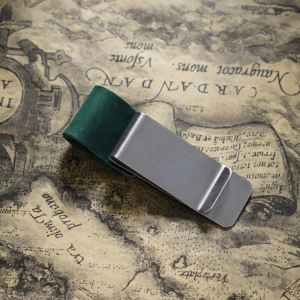 Brass Leather Pen Clip Stainless Steel Cowhide for Traveler's Notebook - Genunine Leather & Metal Notebook Accessory