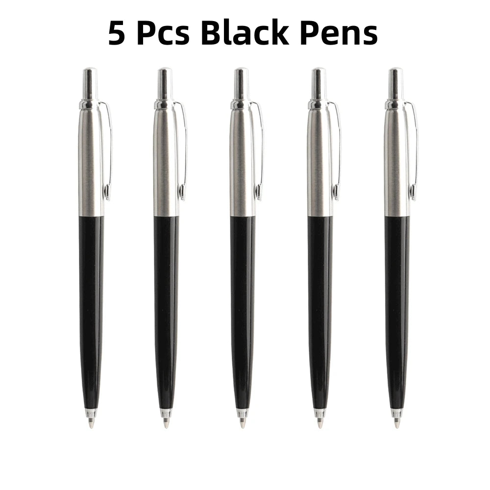 5Pcs/Set Metal Ballpoint Pen Promotional Pens G2 Refill Blue Ink Automatic Ballpoint Pens Set For School stationery office Pen