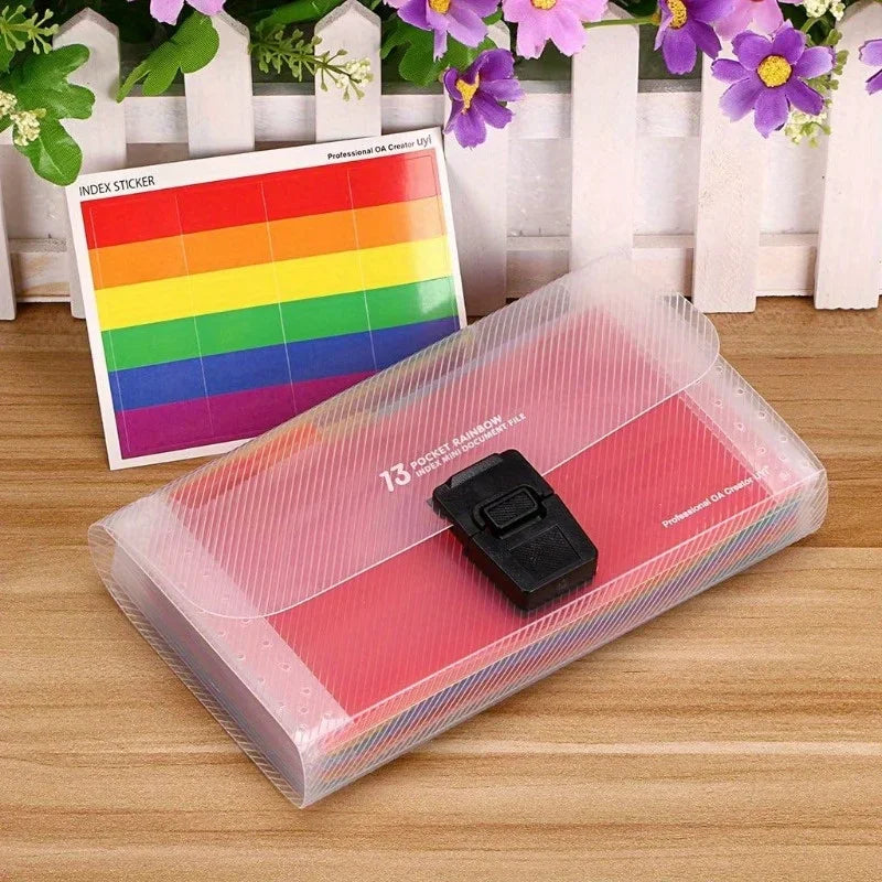 1pc A6 Expanding File Organizer 13-Pockets, Accordion Folder with Button Closure for Documents Receipts Cards, Document Wallet