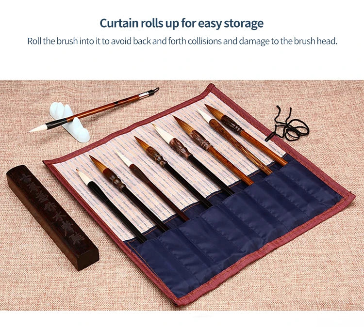 6/9/ 12/ 16 Chinese Painting Brush Beginner Calligraphy Drawing Bamboo Pen Curtain Felt Rice Paper Set Landscape Drawing Writing