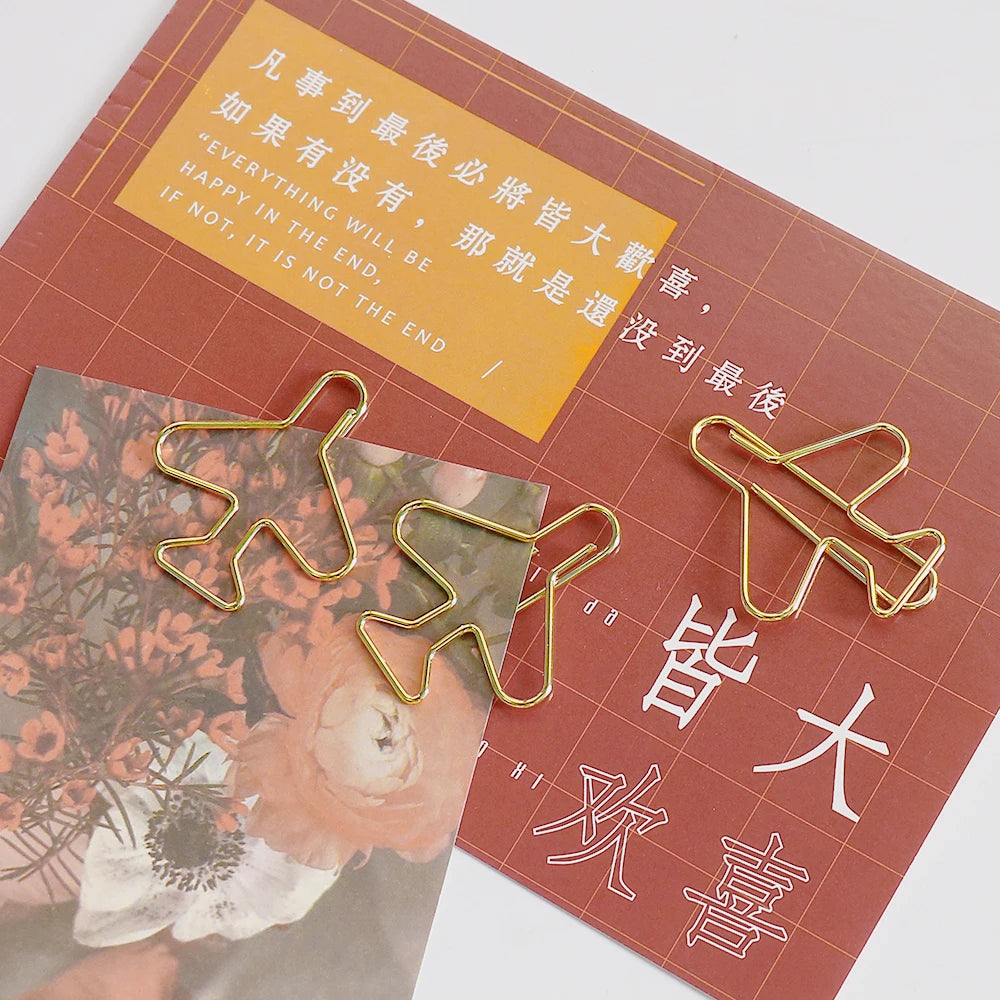 20 Pcs Airplane paper clip Cute Rose Gold aeroplane Clips Bookmarks Photo Memo Ticket Holder Office School Supplies Decoration
