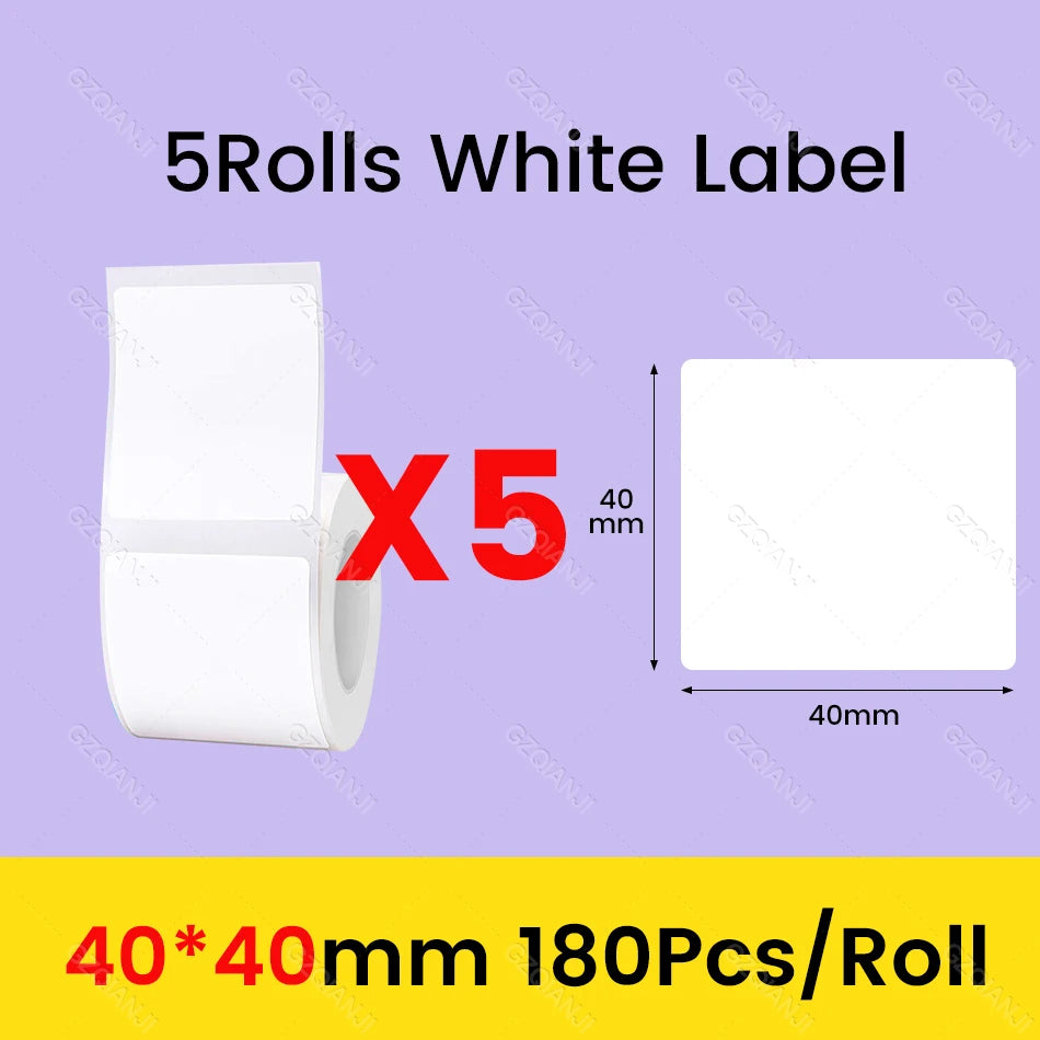3/5/10 Rolls NiiMbot B21 B1 Label Printer Paper Roll Waterproof Anti-Oil Tear-Resistant Price Tag Pure White Sticker Papers