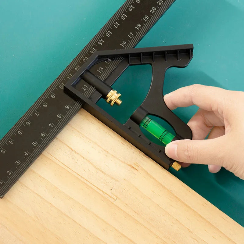 150/200/250mm Multifunctional Movable Ruler Protractor Angle Level Aligner Carpenter Square Measuring Layout Tool Woodworking