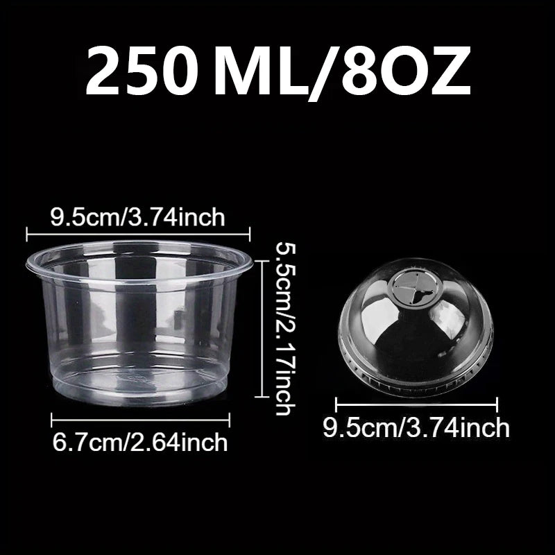 50PCS Disposable Clear Plastic Pudding Cups with Lids Tiramisu Dessert Cupsfor Baking Party Supplies Jelly Yogurt Container