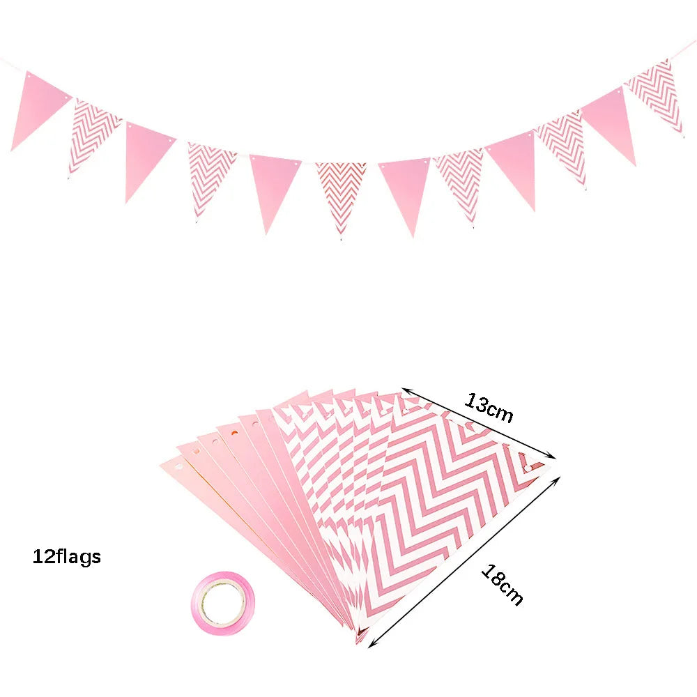 Rose Gold Party Disposable Tableware Set Light Powder Paper Plates Cups Straws Kids Birthday Party Decorations Babyshower Girl