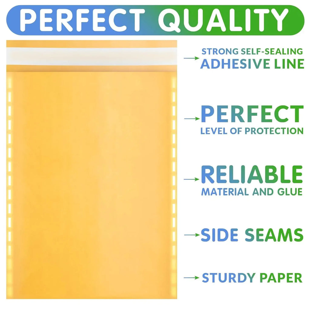 Yellow Kraft Bubble Envelopes Bag Waterproof Self Seal Packing Bag Mailers Shipping Envelope Adhesive Pouch Storage Organizer