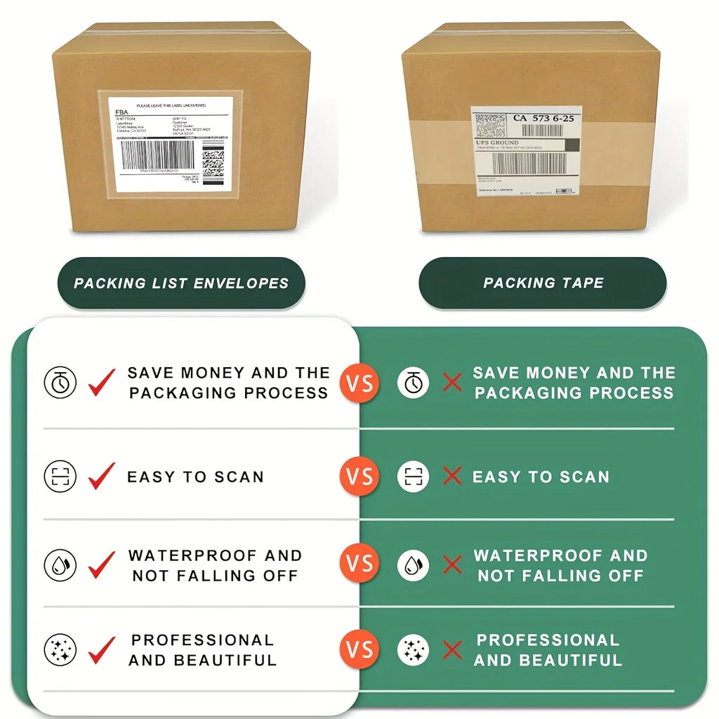 50pcs 15cmx 22cm Clear Adhesive Top Loading Packing List Clear Shipping Pouches,Mailing/Shipping Label Envelopes