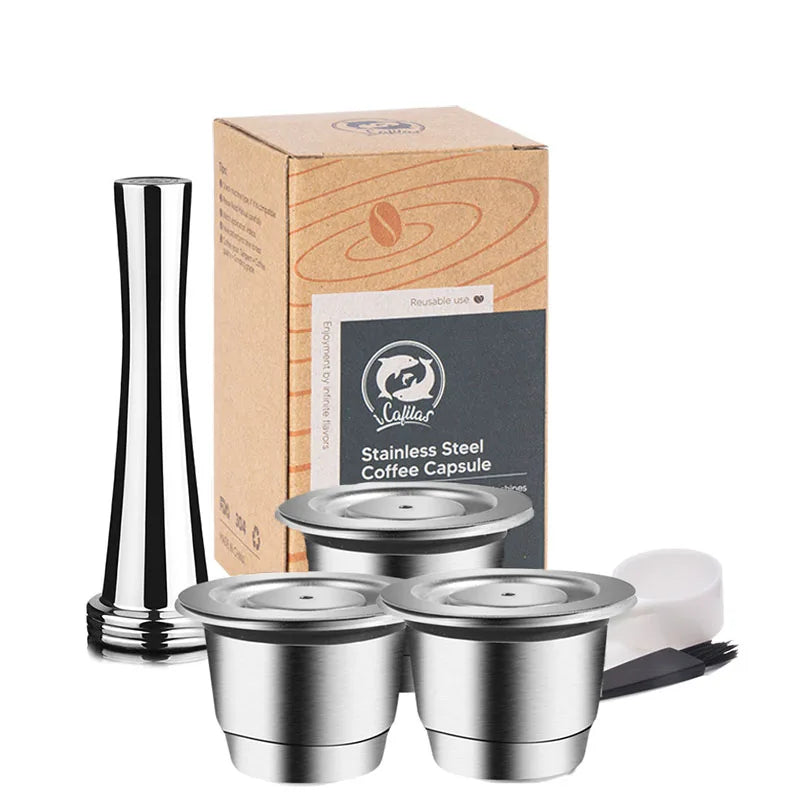 Reusable Nespresso Coffee Capsules Cup Stainless steel Refillable Coffee Capsule Refilling Filter Coffeeware