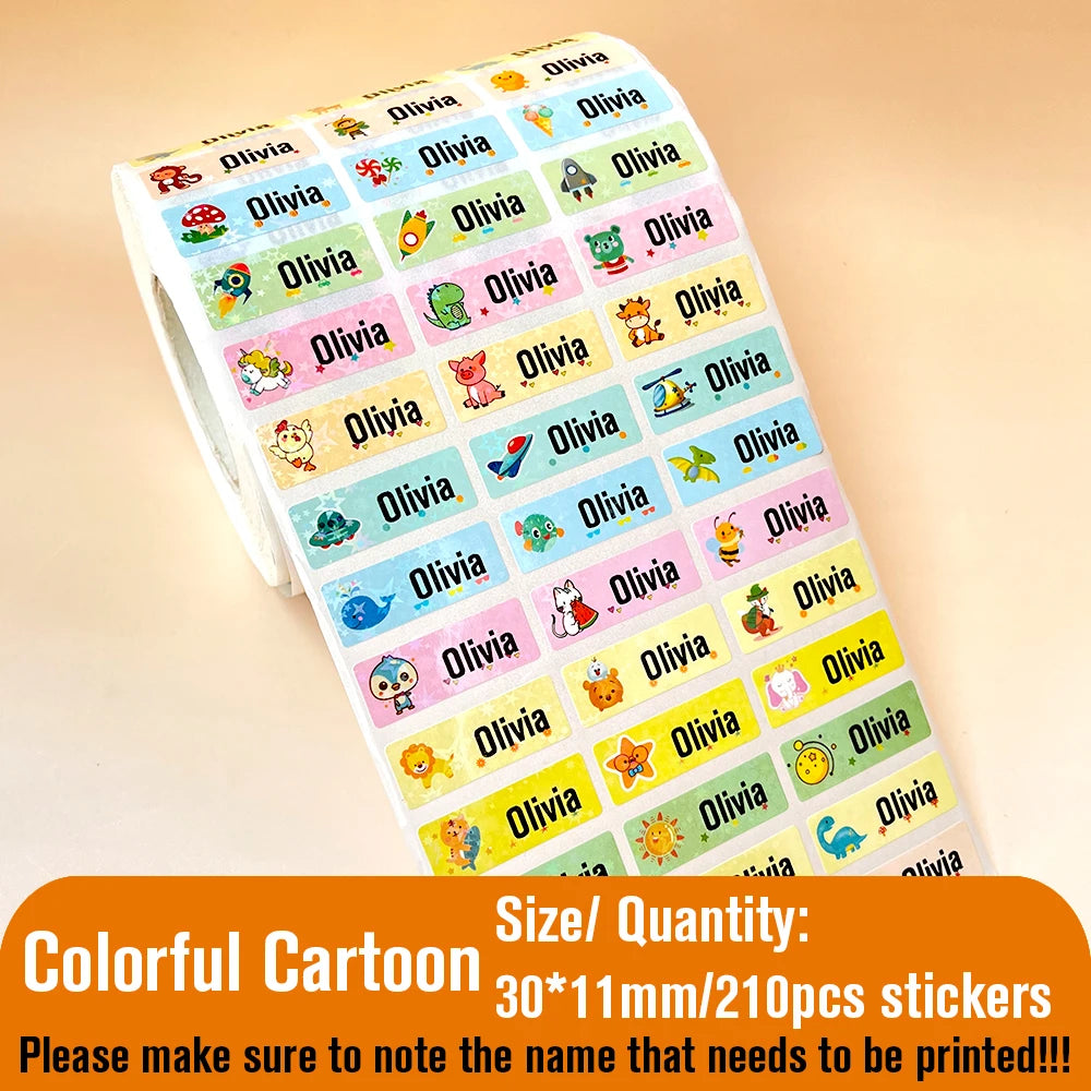 210pcs Custom Waterproof Name Tag Sticker Kawaii Stationery Stickers Decals Personalized First Name Label for Children School