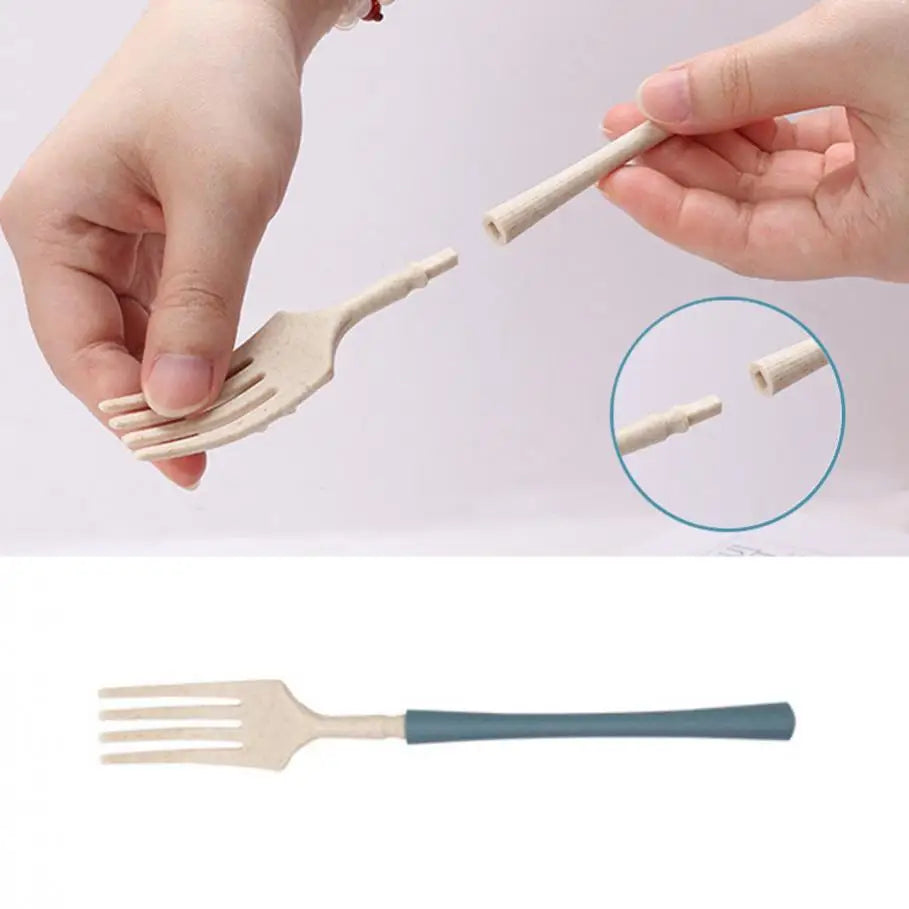 7pcs Food Grade Safe Detachable Portable Utensils Reusable Plastic Cutlery Set Box with Chopsticks Spoon Knife Fork Straw Brush