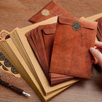 10Pcs Vintage Kraft Envelopes Self-Adhesive Blank Invitation Envelopes for Wedding Party DIY Crafts