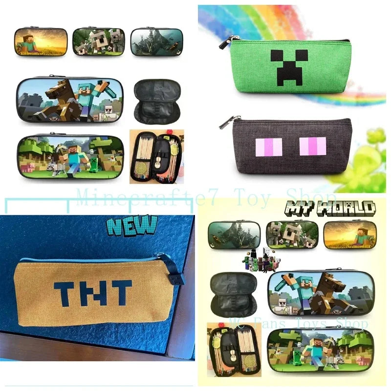 Hot Sale At Rock-bottom Price 10 Styles Minecrafte Pencilcase for My World Oval Pencil Case PU/fabric Student Supplies MC Toys