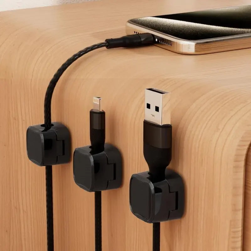 5/10 PCS Magnetic Cable Clips Cable Smooth Adjustable Cord Holder Under Desk Cable Management Wire Keeper Cable Organizer Holder
