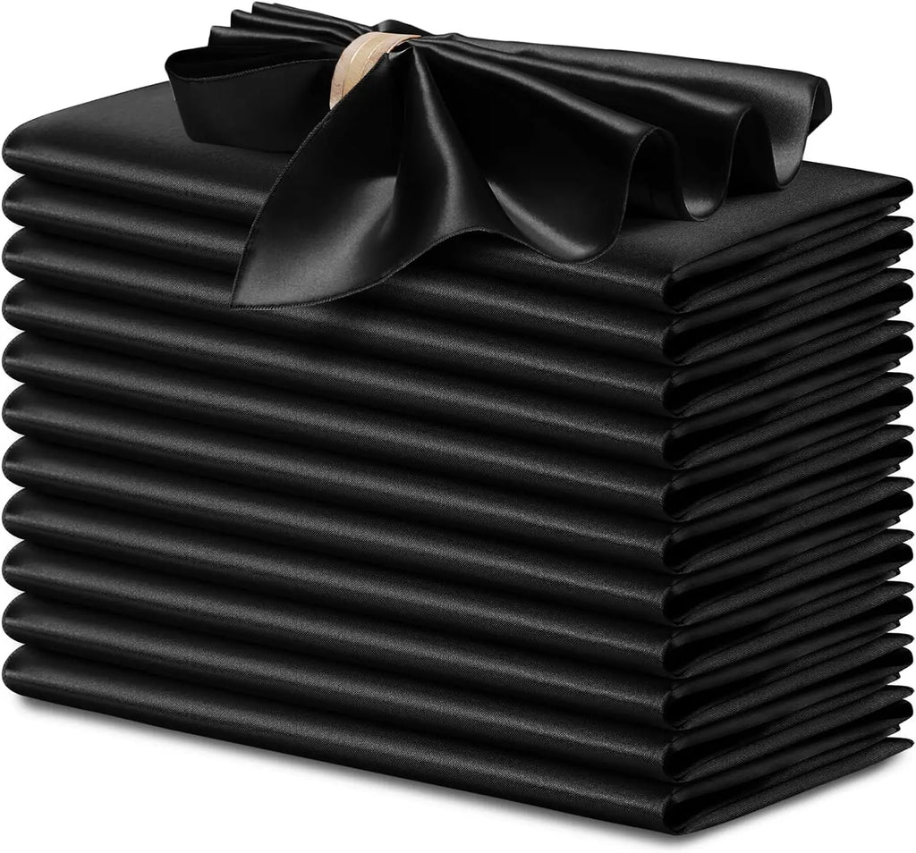 12PCS Red Satin Napkins 30x30cm, Silky Soft Smooth Washable Napkins for Restaurant, Weddings, Dinner, Party,Christmas Decoration