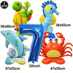 Ocean Animals Theme Disposable Tableware Plates Napkins Cup Paper Straws Whale Turtle Balloon Under The Sea Birthday Party Decor