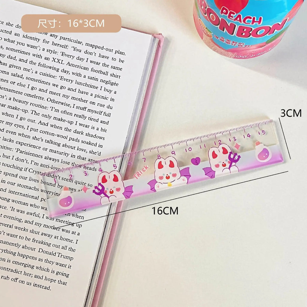 1 Piece Lytwtw's Cute Animals Straight Kawaii Christmas Ruler Tools Stationery Cartoon Drawing Office School Measuring
