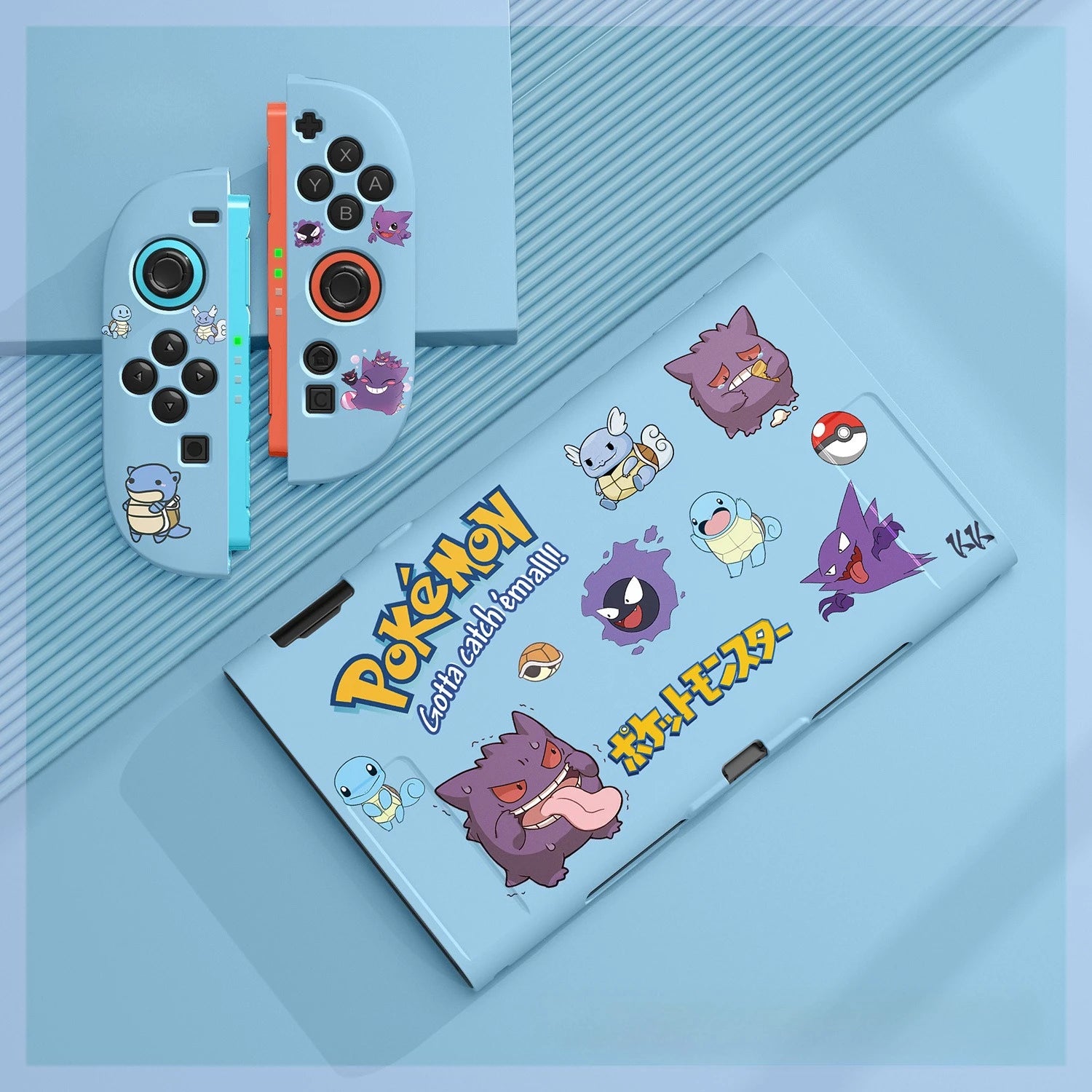 Cartoon Gengar Case for Nintendo Switch 2/NS Oled Game Console Joy-con Split Type Design Shockproof Drop Proof Protective Cover