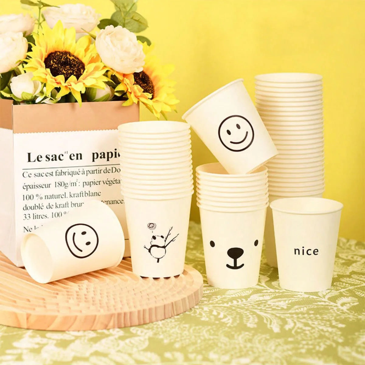 10/50pcs Simple Style Paper Cups, Thickened Drinkware, Anti-Leak 250ML, Home Gatherings, Outdoor Camping, Office Disposable Cups
