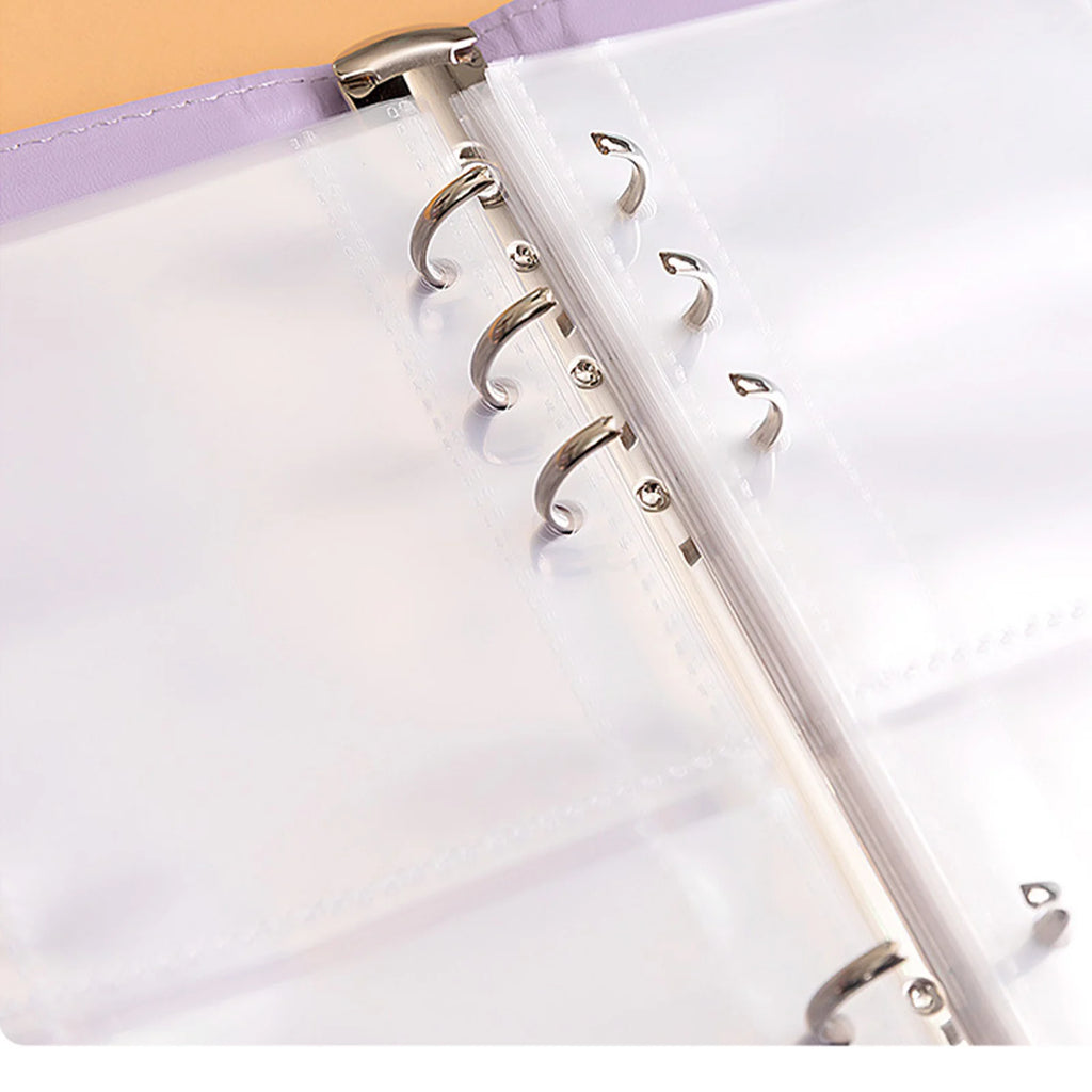 A6 Binder Pockets 6 Holes Cash Envelopes for Budgeting, Clear Zipper Folders for 6-Ring Budget Binder