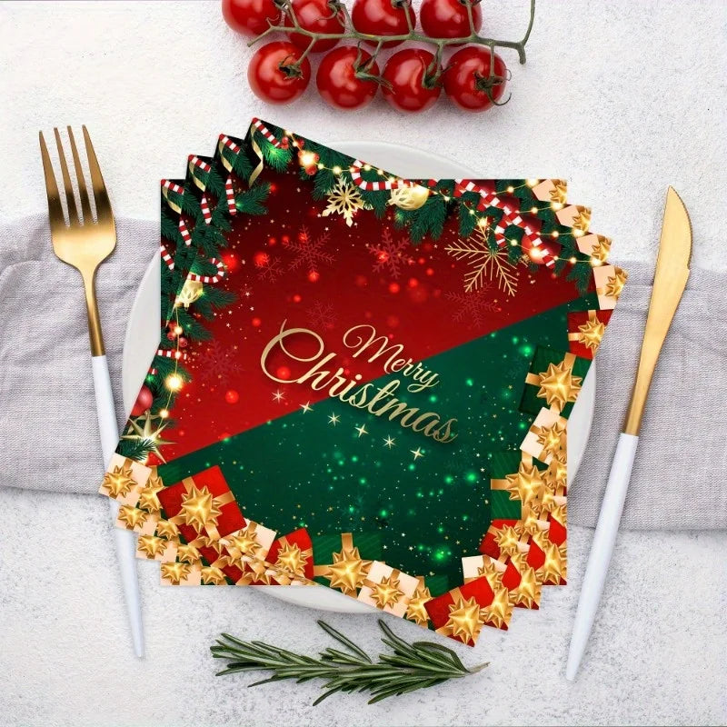 40pcs Count Festive Christmas Paper Napkins with Snowflakes,Merry Christmas Holiday Dinner,Party Birthday Decorations, Christmas