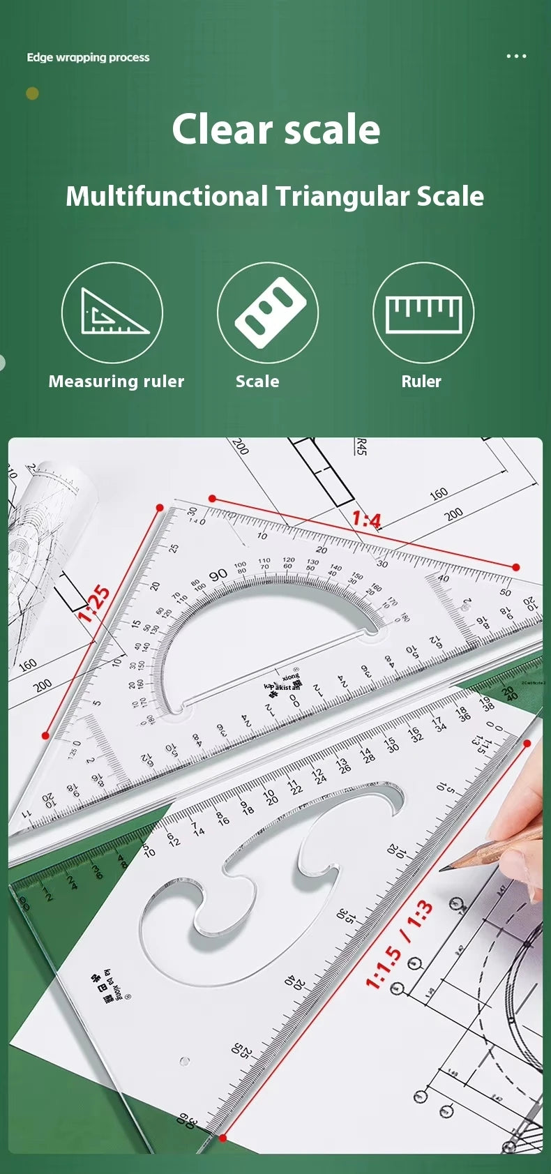 College student drawing tool set Professional construction engineering Combination assembly drawing  geometry set for school