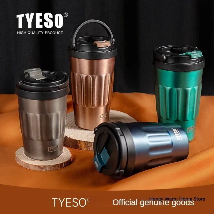 TYESO Vacuum Flasks Thermos Water Bottles 400ml/500ml Stainless Insulated Cup 304 Original Car Tumbler Cold and hot Coffee Mug