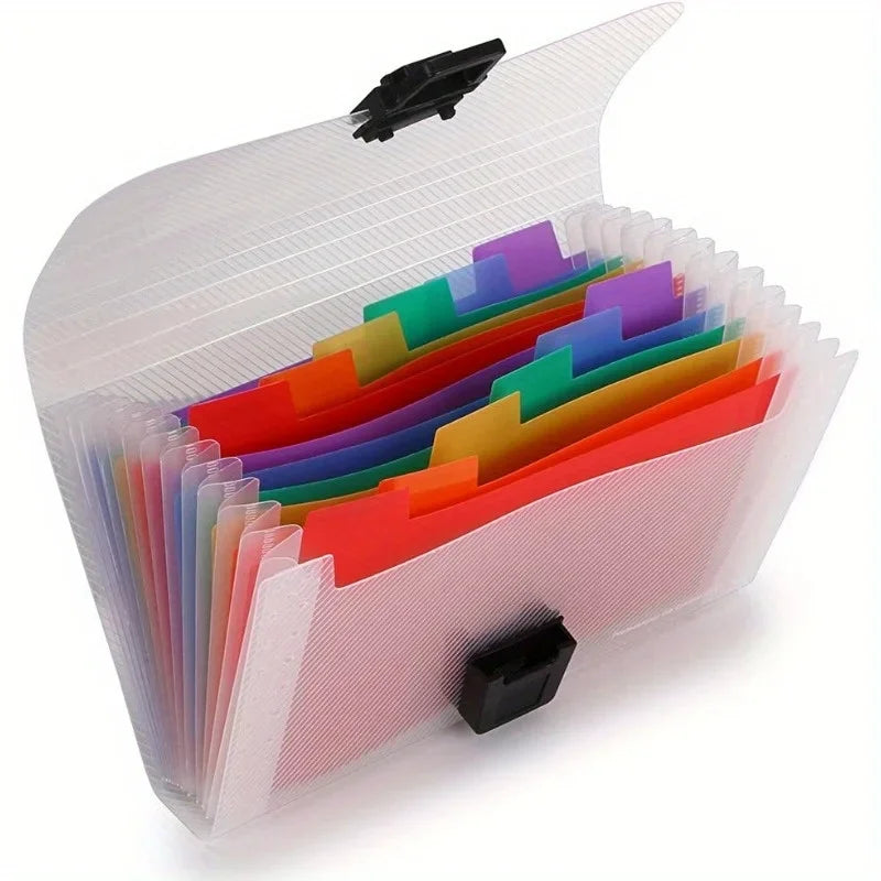 1pc A6 Expanding File Organizer 13-Pockets, Accordion Folder with Button Closure for Documents Receipts Cards, Document Wallet