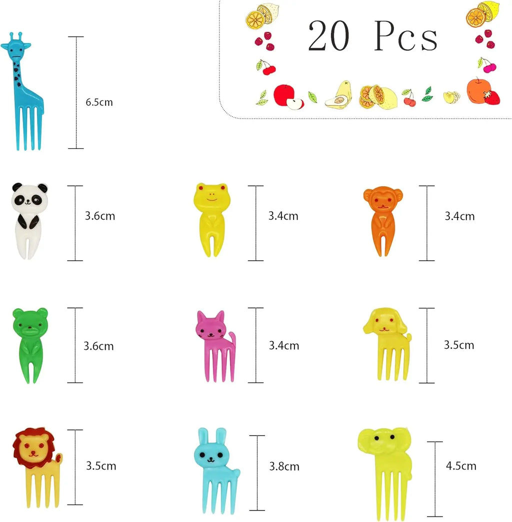 Mini fruit forks toothpicks skewer set for kids children plastic animal food picks for bento Lunch box decorating accessories