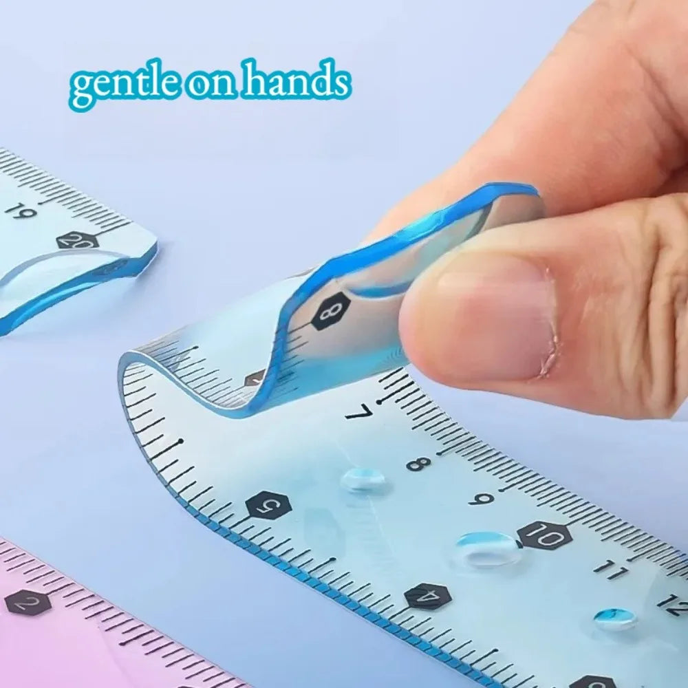 1/3pcs Transparent Soft Ruler, Flexible Shatterproof Straight Edge, Foldable Ruler for Office Drawing, Measuring Tool Stationery