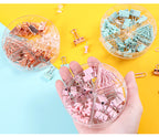 72Pcs Color Binder Clips Paper Clips Push Pin Set Rose Gold Push Pins Cute Stationery for Office Accessories School Supplies