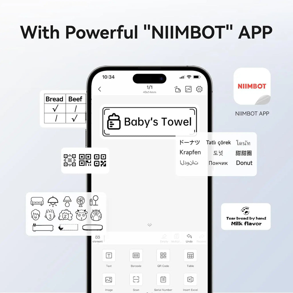 Niimbot B1 Mini Label Thermal Printer Portable Self-Adhesive Bluetooth Maker Machine For Round UV Tag Stickers Labels Rolls