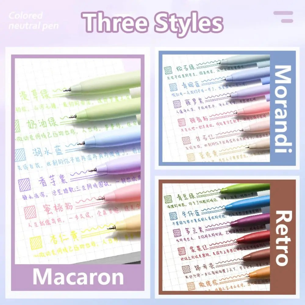 6Colors/Set Color Gel Pen 0.5mm ST Tip Ballpoint Pen Writing Tool Color Ink Signing Pen Students Gift Stationery School Supplies