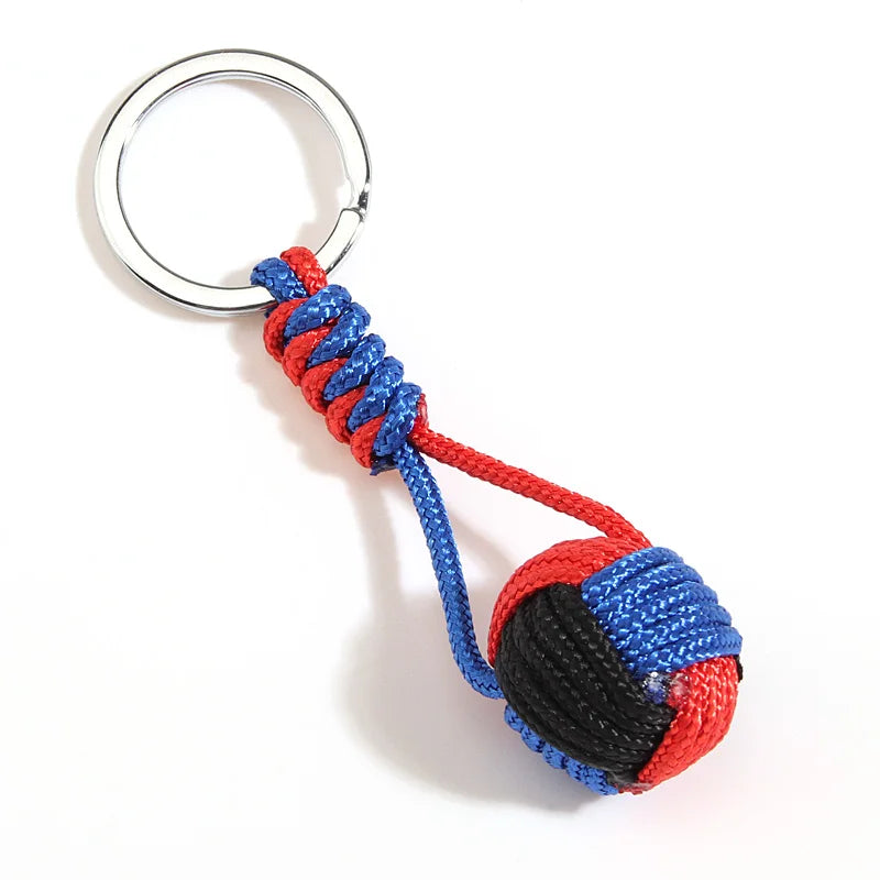 Military Parachute Woven Rope Ball Keychain Paracord Lanyard Key Ring Monkey Fist Key Chains Outdoors Survival Tool Jewelry