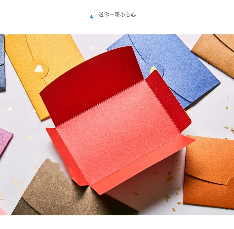 20Pcs small greeting card envelope made of Western colored pearl paper material with exquisite hot stamping and embossed design