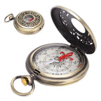 Brass Material Portable Pocket Compass Copper Gold Color Outdoor Compass Retro Style Luminous Display Camping Compass