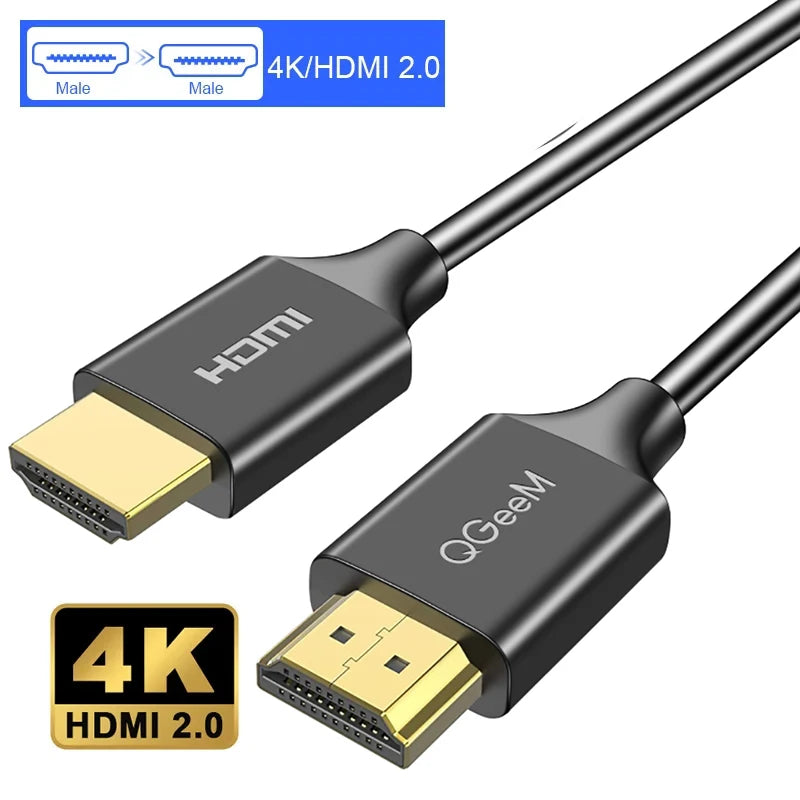 QGEEM HDMI-Compatible Cable HDMI to HDMI 2.0 Cable 4K for Xiaomi Projector Nintend Switch PS4 Television TVBox xbox Cable HDMI