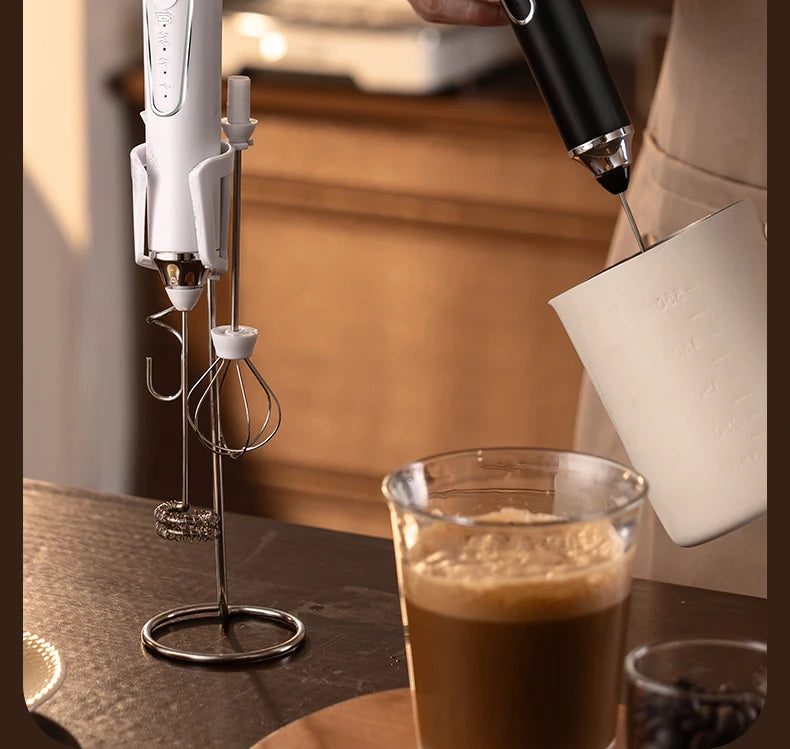 Electric egg beater, milk frother, coffee frother, handheld cordless whipper for egg whites, cream, and cakes, smart mixer.