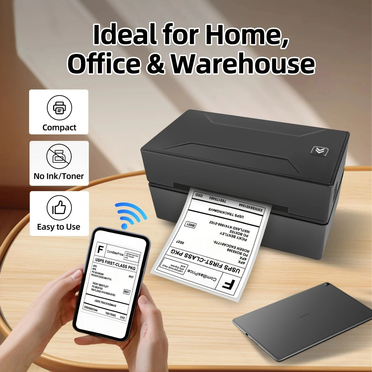 Marklife Thermal Label Printer Small Shipping Label Bluetooth-compatible Printer 4X6inch for iPhone Android Mac Window D200